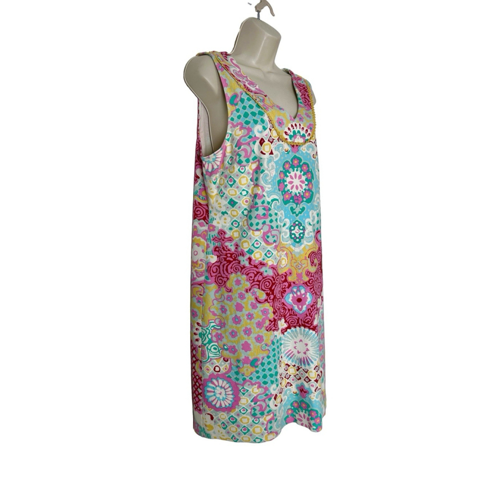 TALBOTS Medallion Interlock Shift Dress Women Large Floral Preppy Summer Stretch - Picture 5 of 11